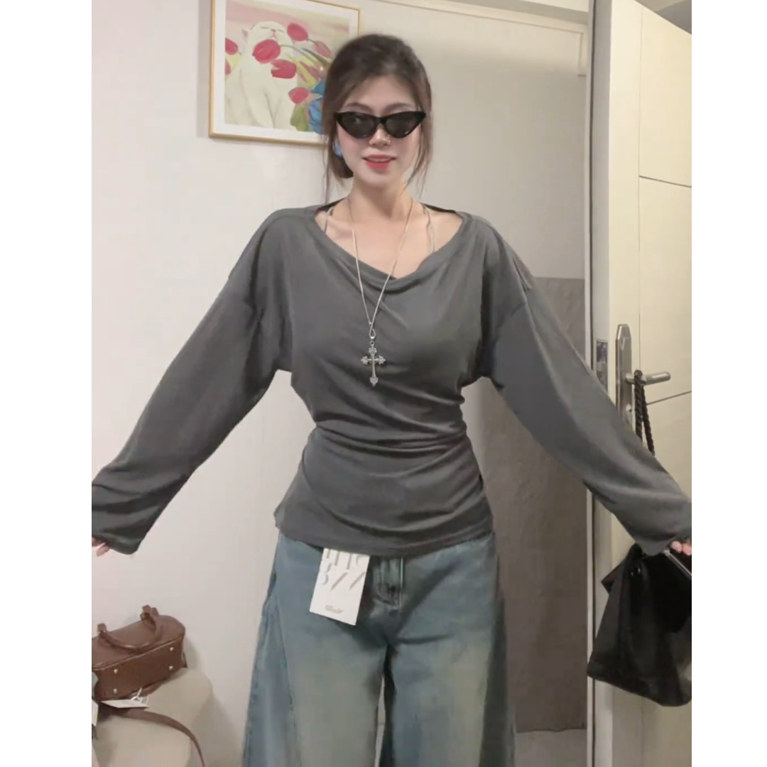 ウエストリボンオフショルロンT