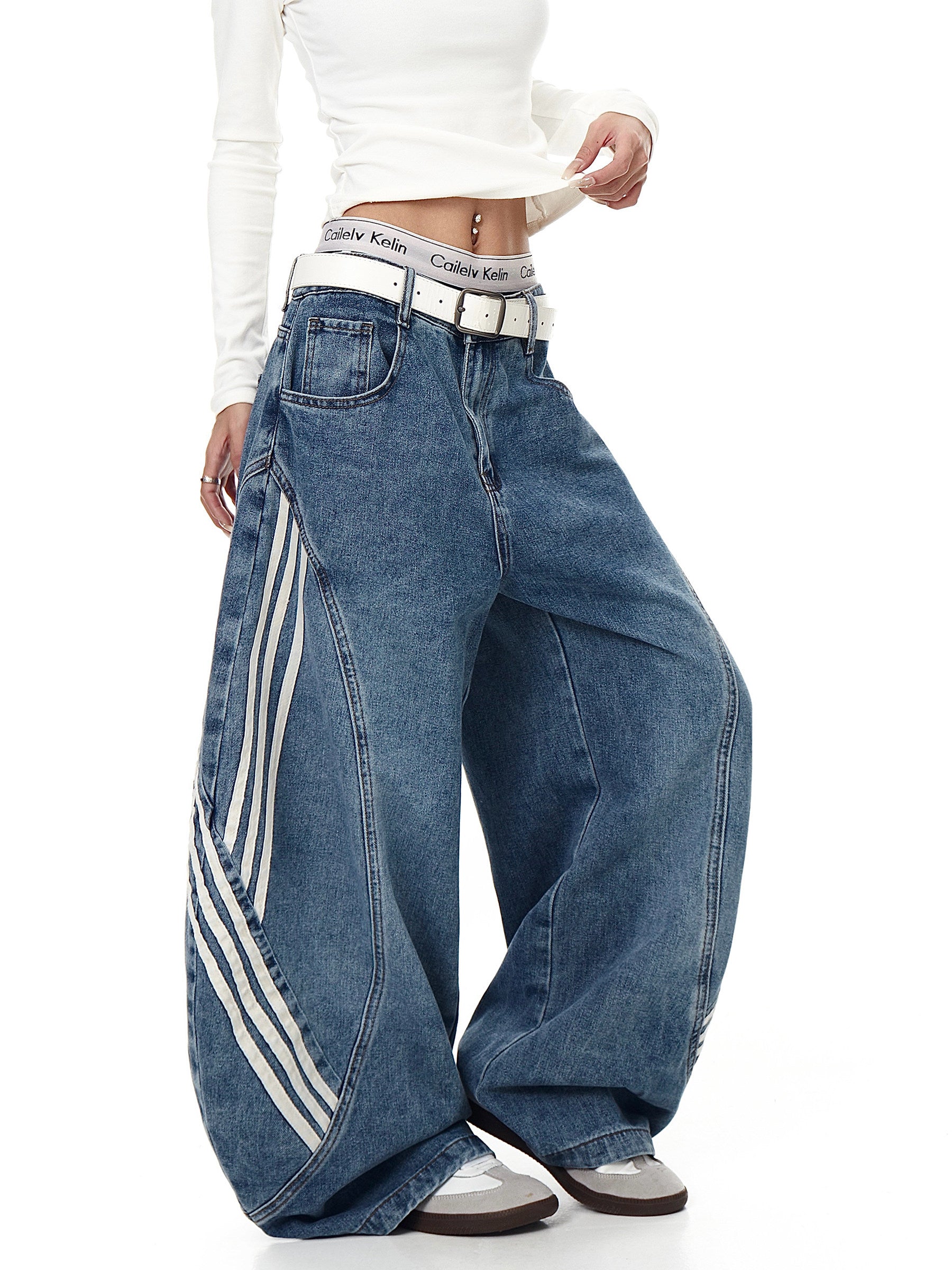 トラックライン ワイドデニム