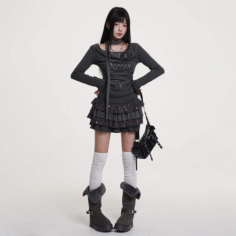 グランジムードネックストラップトップス