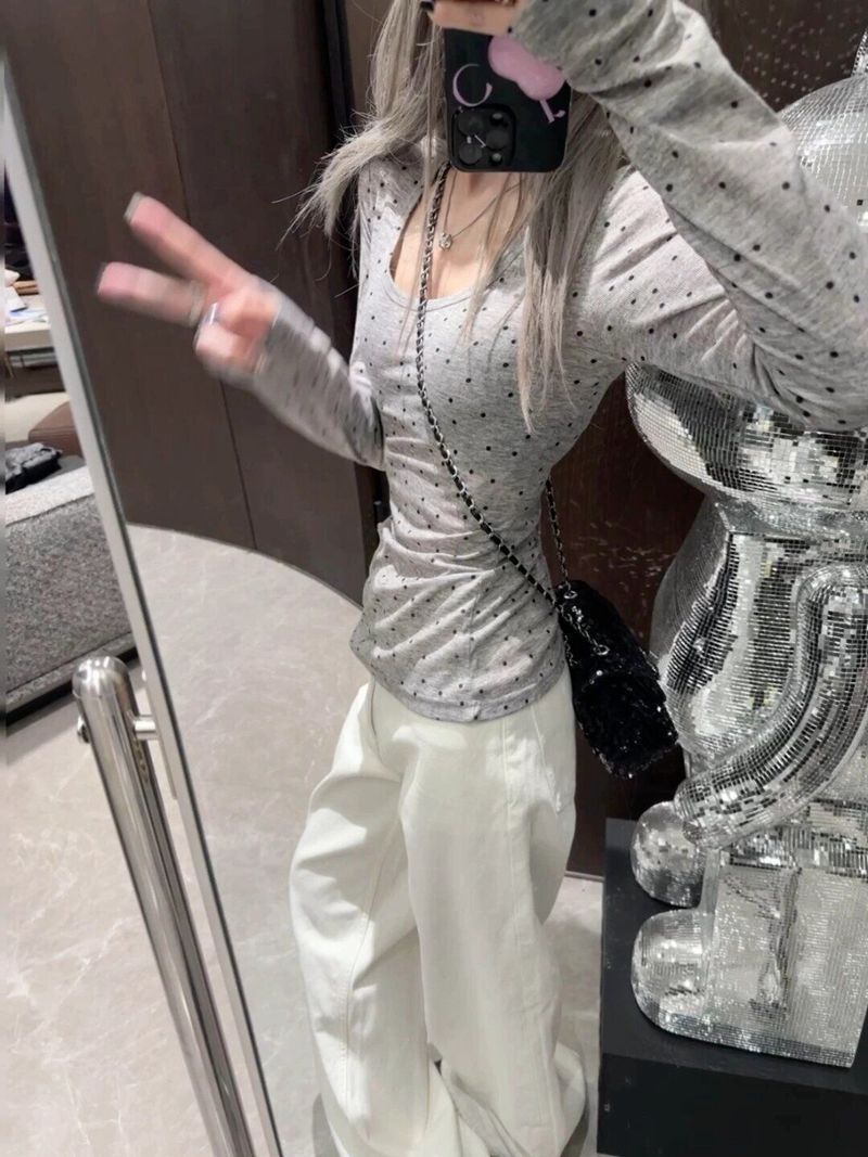 シンプルカジュアルドットカットソー