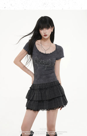 フェードクラッシュクロップドTシャツ