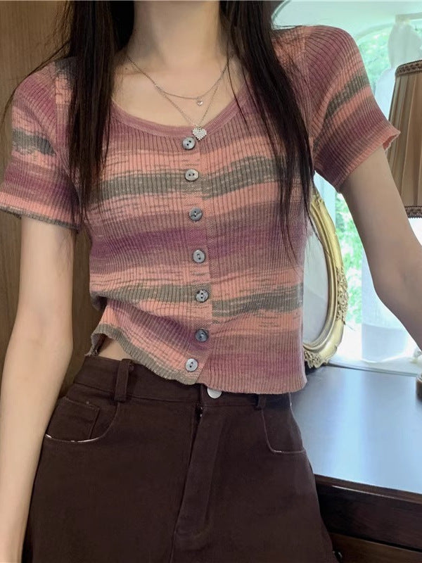 グラデーションボーダーサマーニット