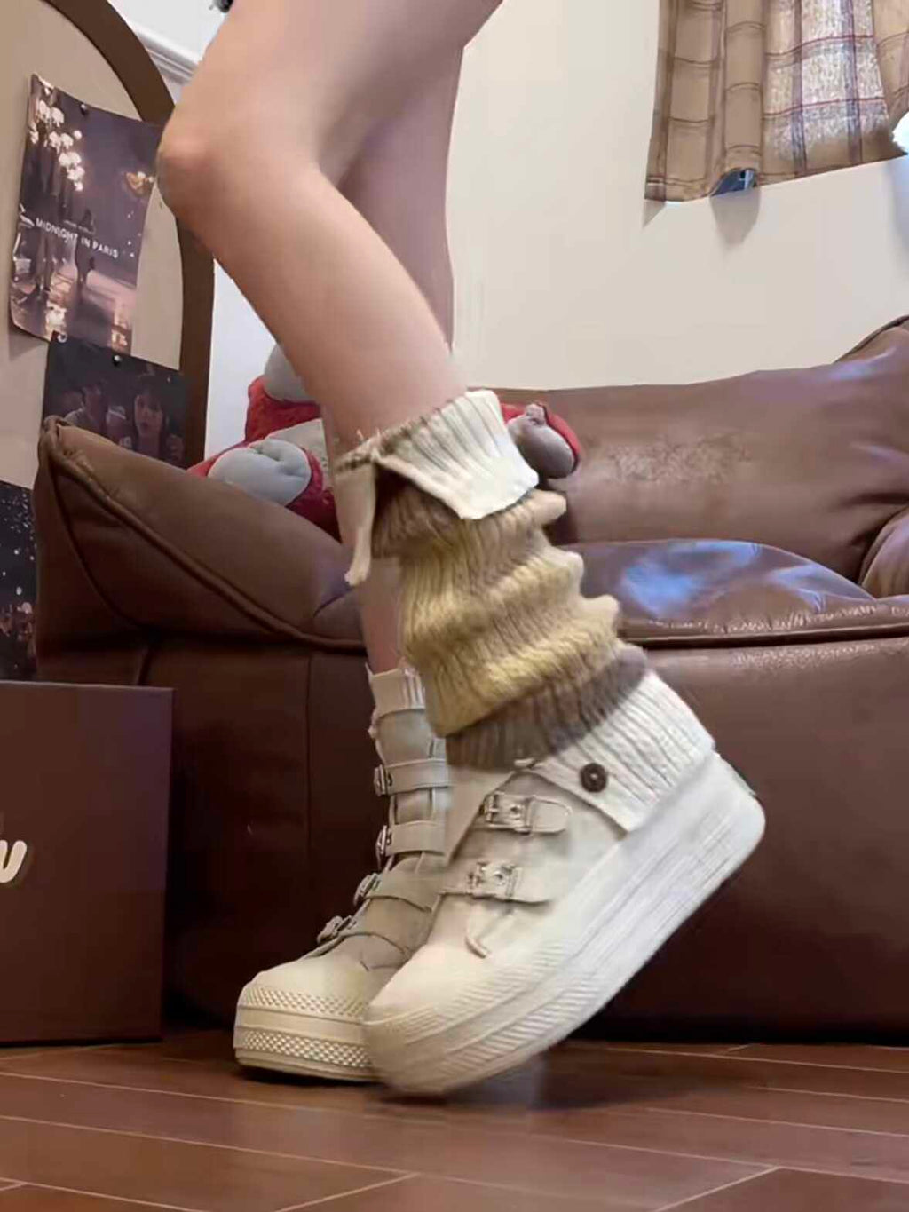 バックルエッジハイソールスニーカーブーツ