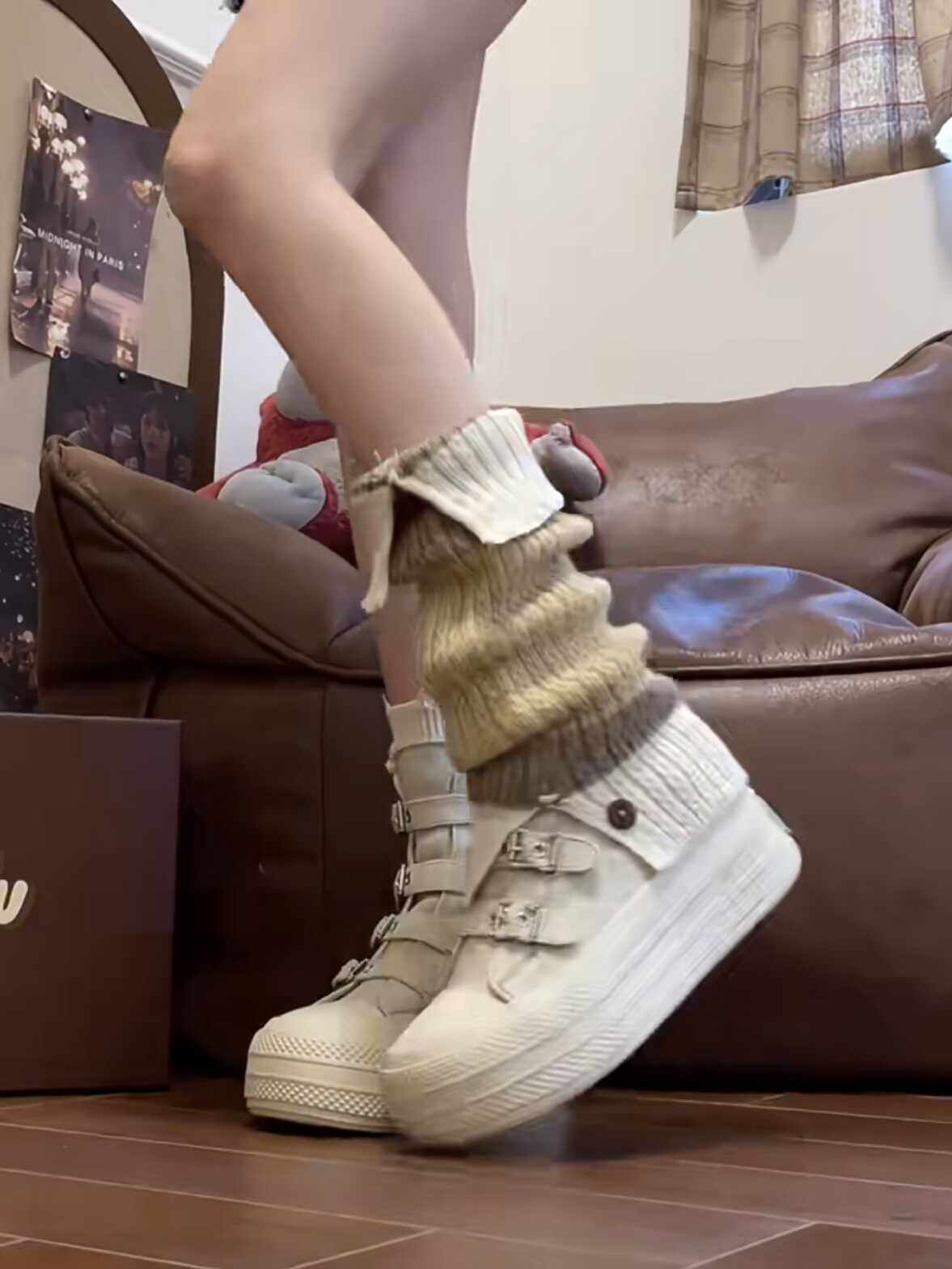 バックルエッジハイソールスニーカーブーツ