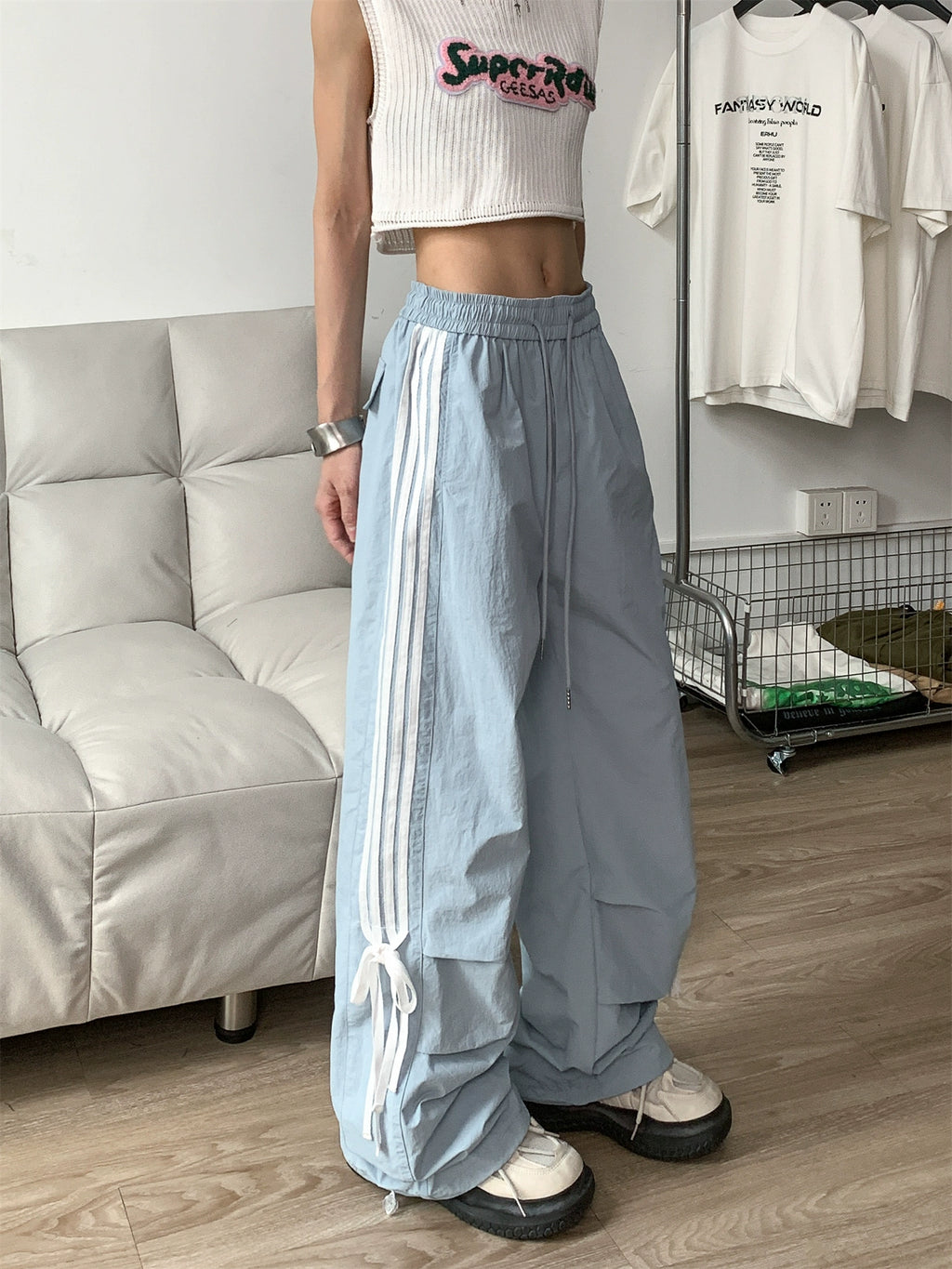 MUSINSA公式 | BADBLOOD ADS Vintage Nylon Track Pants - Black