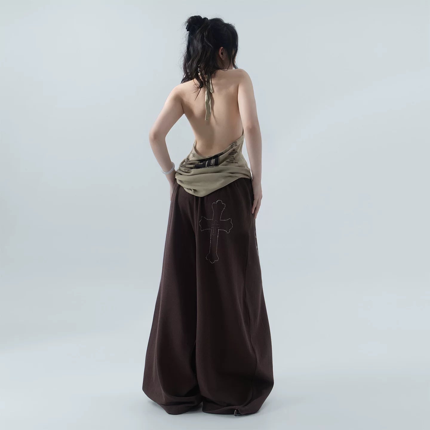 ラインストーンロゴスウェットパンツ
