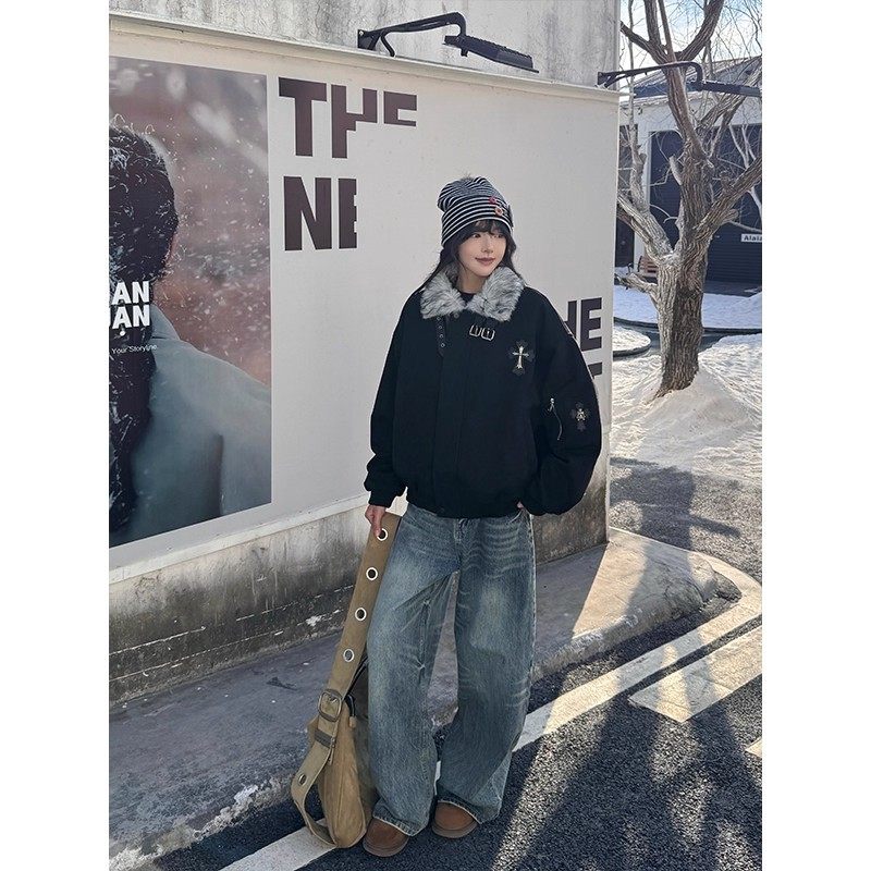 韓国ストリート クロスディテールボリュームアウター