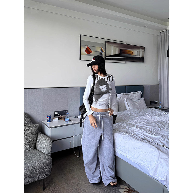 レタリンググラフィック ワイドスウェットパンツ