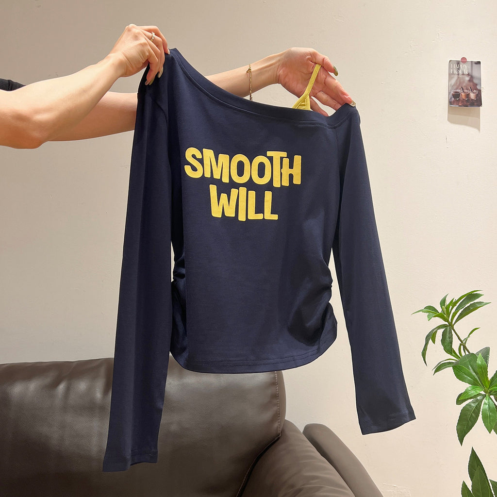 ニュアンスカット ワンショルロゴトップス