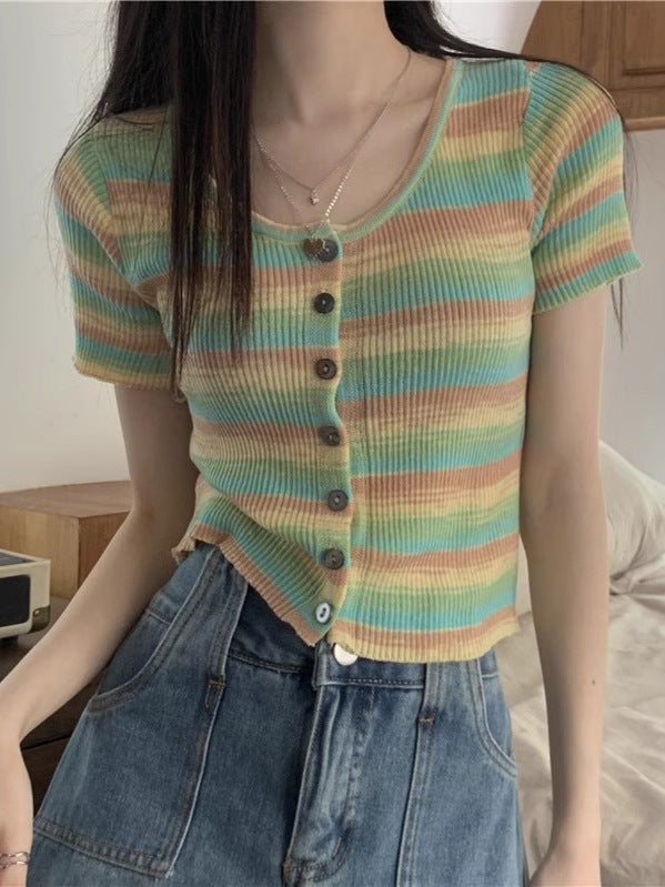 グラデーションボーダーサマーニット