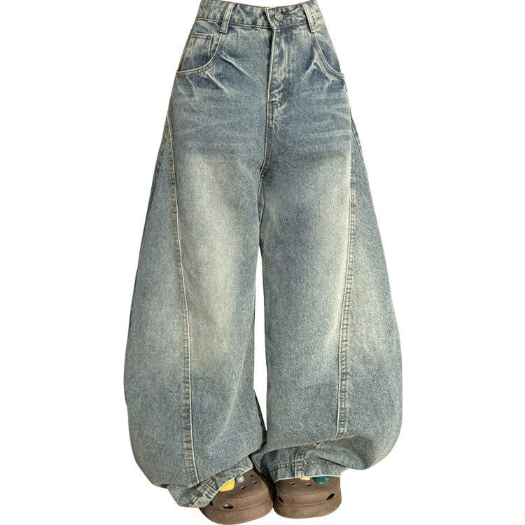 アメリカンレトロハイウエストワイドデニム