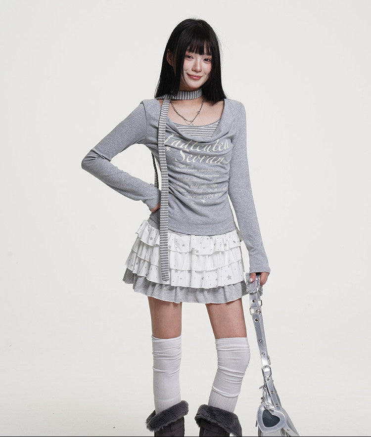 グランジムードネックストラップトップス