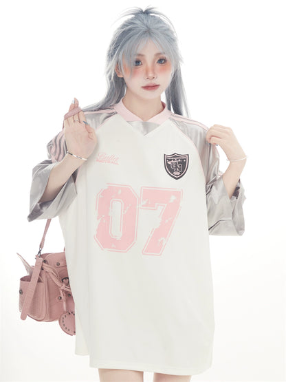 07リボンデザインサッカーTシャツ KOR576