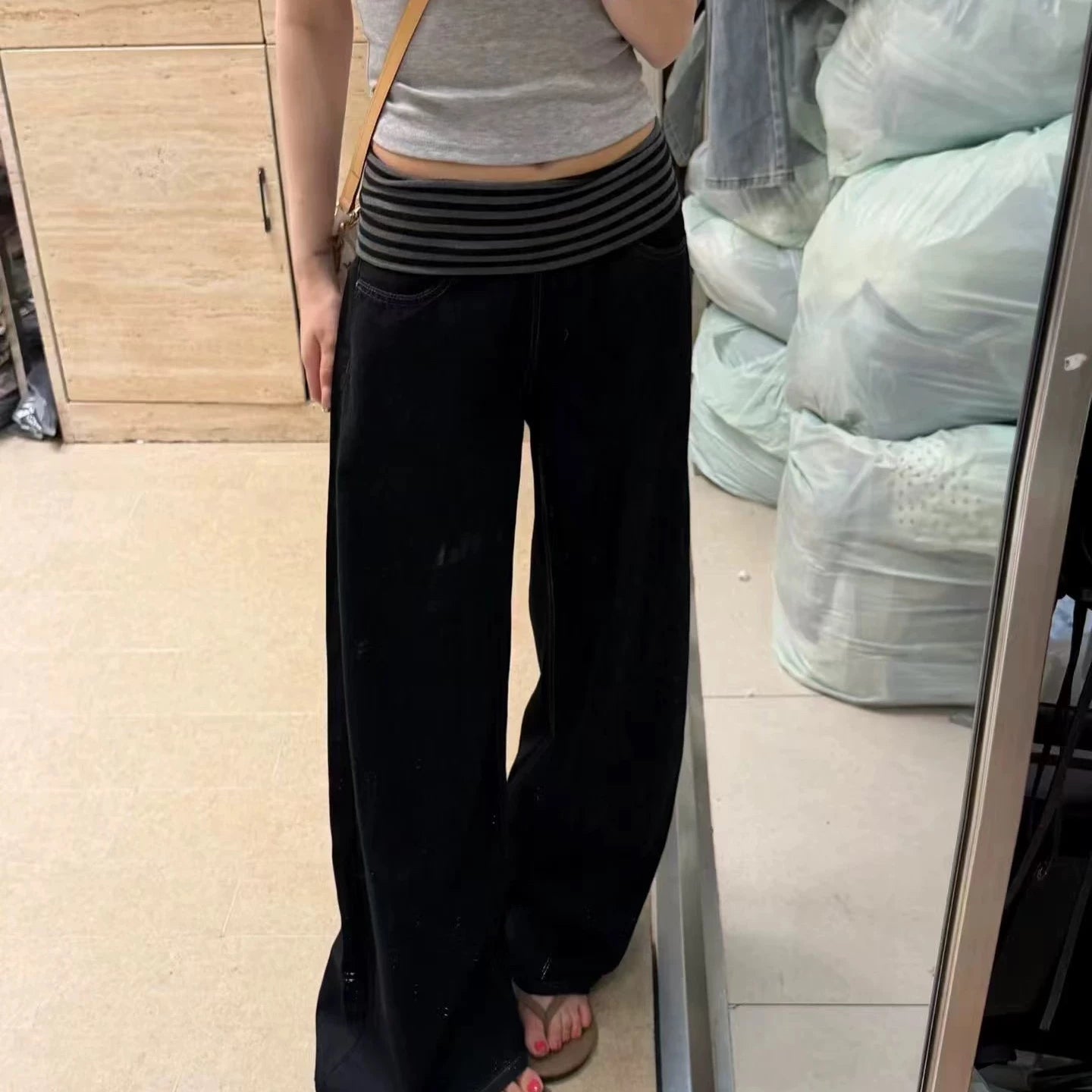 ストライプウエストワイドパンツ
