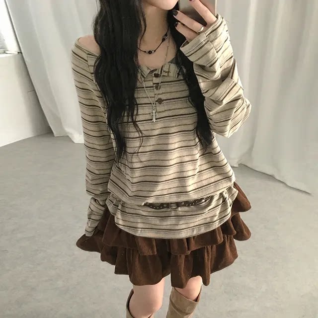 ヴィンテージライクボーダーカットソー