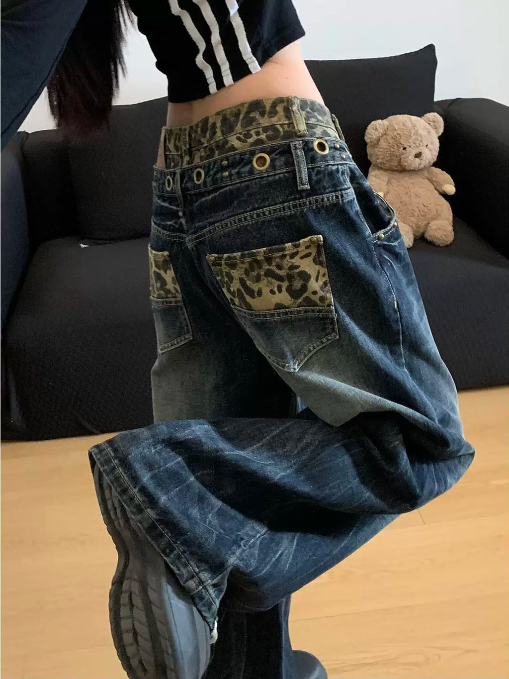 ストリートレオパードアクセントデニム
