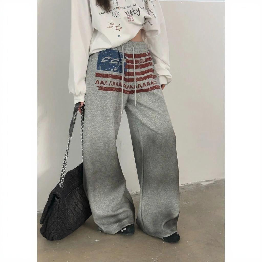ヴィンテージUSAフラッグ ワイドスウェットパンツ