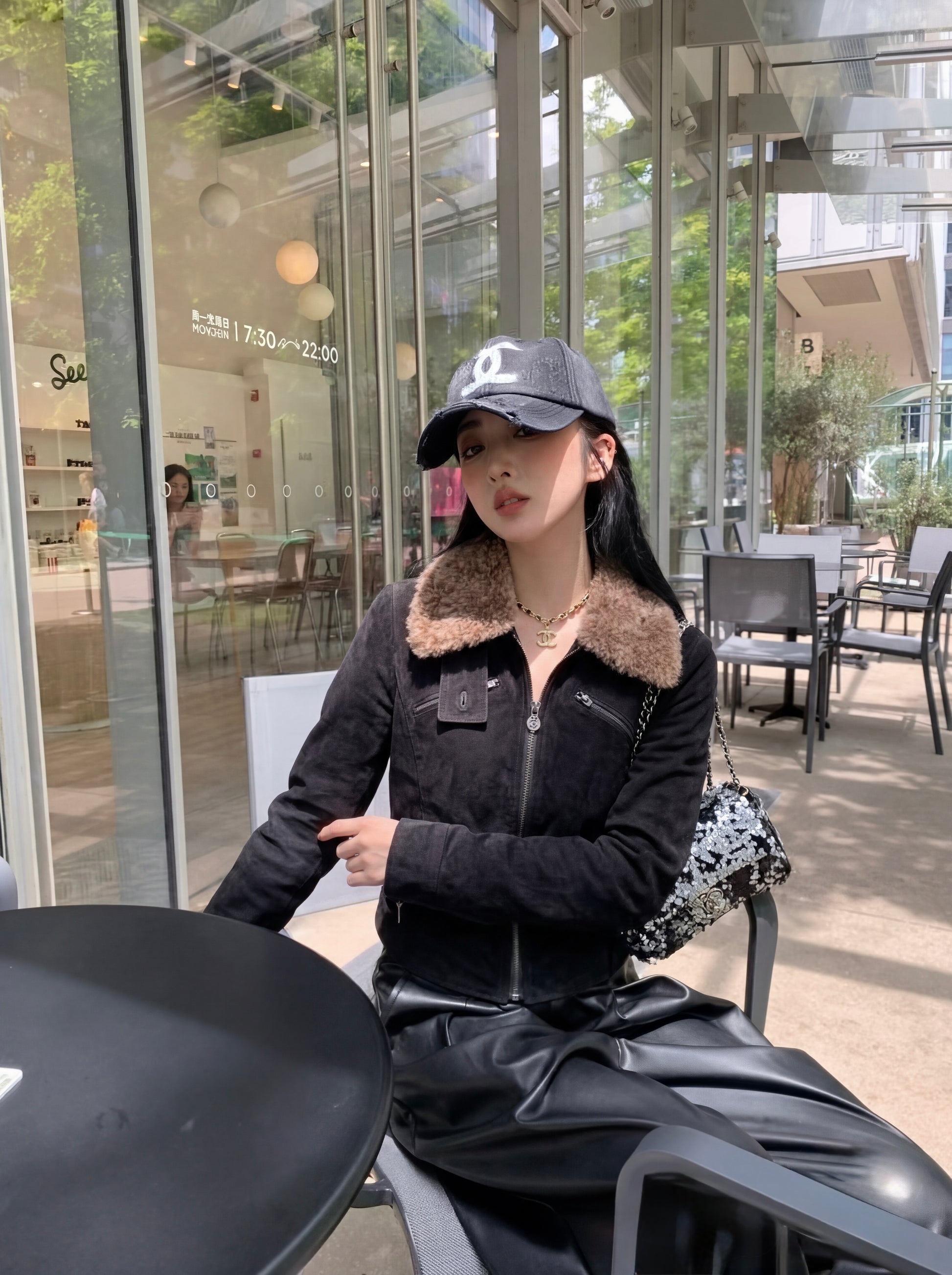 モカブラウン ボアカラージップジャケット