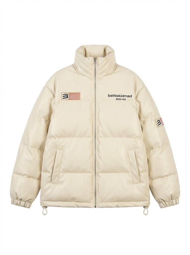 PUレザーダウンジャケット